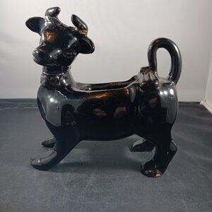 Redware Pottery Black Cow Ceramic Sugar Storage